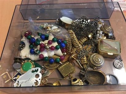 null Dans une boîte transparente
Lot de bijoux fantaisie et une petite bague en or...