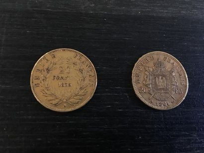 2 x 20F en or, Napoléon III, A 1855 et A,...