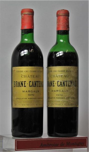 null 2 bouteilles CHÂTEAU BRANE CANTENAC - 2é GCC Margux, 1970.	
Étiquettes légèrement...