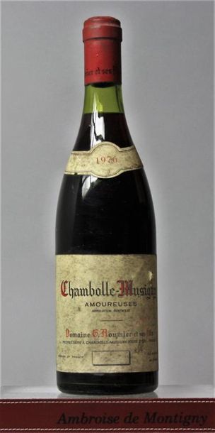 null 1 bouteille CHAMBOLLE MUSIGNY 1er cru "Les Amoureuses" - G. ROUMIER, 1976.	
Étiquette...