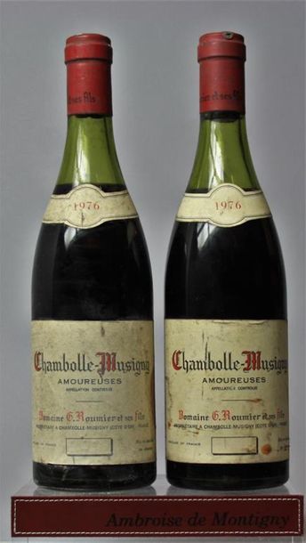 null 2 bouteilles CHAMBOLLE MUSIGNY 1er cru "Les Amoureuses" - G. ROUMIER,1976.	
Étiquettes...