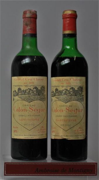 null 2 bouteilles CHÂTEAU CALON SÉGUR - 3é GCC St. Estephe, 1975.	
Étiquettes légèrement...