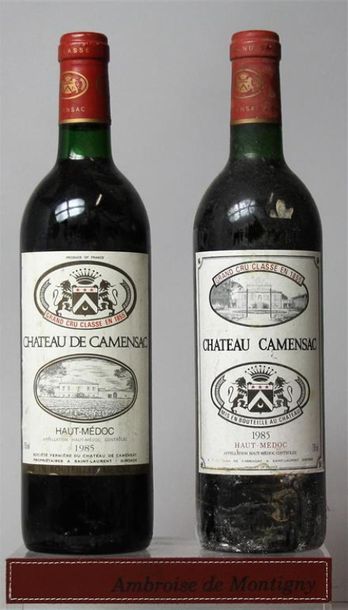 null 2 bouteilles CHÂTEAU de CAMENSAC - Haut Médoc, 1985.	
Etiquettes légèrement...