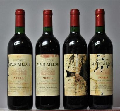 null 4 bouteilles CHÂTEAU MAUCAILLOU - Moulis, 1992.	
Etiquettes tachèes, déchir...