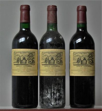  3 bouteilles CHÂTEAU CANTEMERLE - Haut Médoc, 1988. 