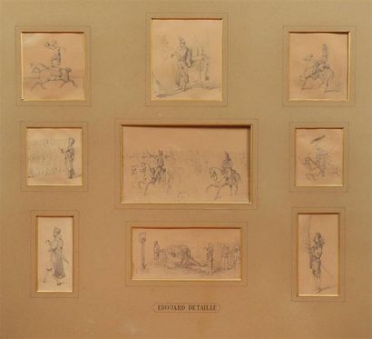 null Edouard DETAILLE (1848-1912).
Etudes de chevaux et manoeuvres militaires.
Neuf...
