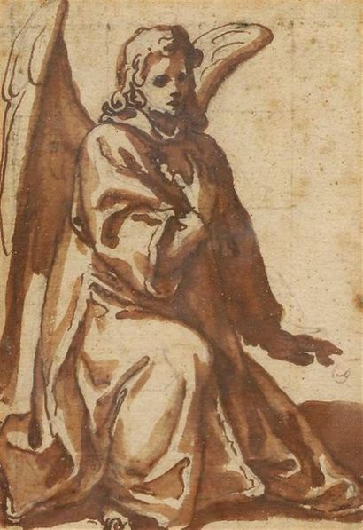 null Attribué à Alonso CANO (Grenade 1601-1667). 
Etude d'ange pour une annonciation.
Plume...