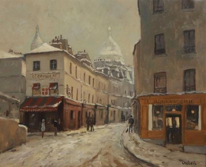 null Jean-Claude DUTEIL (né en 1950).
Rue Norvins, Montmartre.
Huile sur toile signée...
