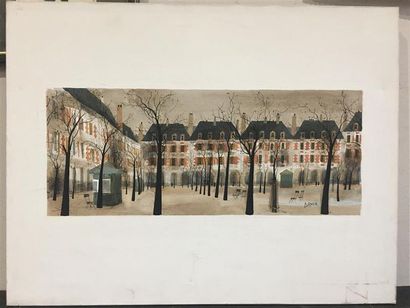 null Georges DAMIN (né en 1942).
Place des Vosges.
Huile sur toile, signée en bas...