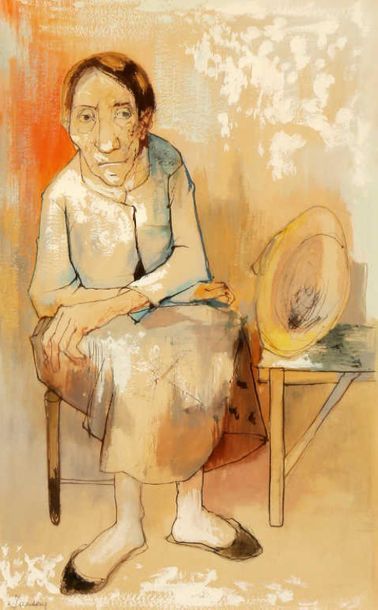 null D'après Jean JANSEM (1920-2013)
Portrait de femme 
Aquarelle gouachée et encre...