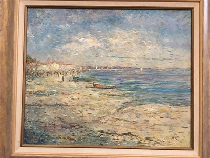 null Claude GARDY (né en 1949).
Barques sur la plage.
Huile sur toile, signée en...