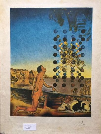 null Salvador DALI (1904-1989), d'après.
Dali en contemplation.
Lithographie en couleur...