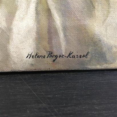 null Hélène PERGER-KASSEL (1876-1960).
Nature morte au livre et la menorah.
Huile...