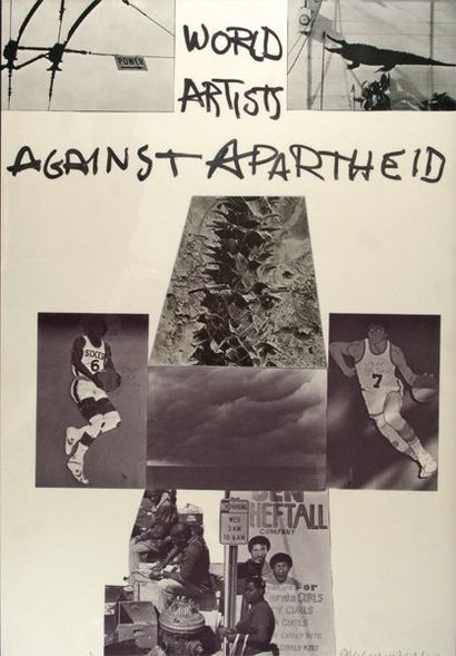 Robert RAUSCHENBERG (Né en 1925) Against Apartheid, 1983 Sérigraphie en noir, épreuve...