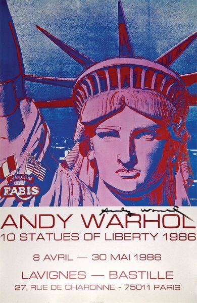 Andy Warhol (1928-1987) 10 statues of liberty, 1986 Affiche en couleurs pour la dernière...