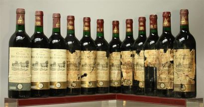 null 12 bouteilles CHÂTEAU BRULESÉCAILLE - Côtes de Bourg 1989.
9 étiquettes tachées,...