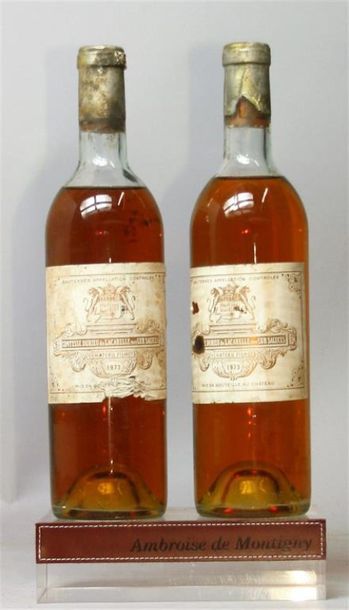 null 2 bouteilles CHÂTEAU FILHOT - 2é CC Sauternes 1973.
Etiquettes tachées, abimées....
