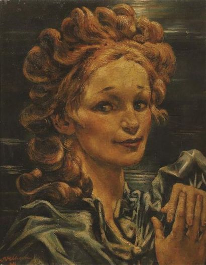 null Gert Heinrich WOLLHEIM (1894-1974).
Portrait de femme en buste de trois quart.
Huile...
