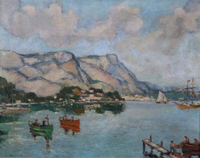 André WILDER (1871-1965).
Le retour des pêcheurs.
Toile...