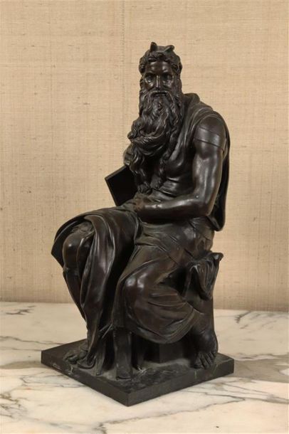 D'après MICHEL-ANGE : Moïse Épreuve en bronze...