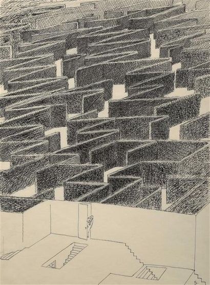 Jean Jacques SEMPÉ (né en 1932). Le labyrinthe...