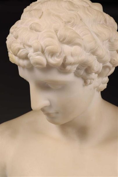 null SCULPTURE en marbre blanc de Carrare représentant le portrait en buste d'Antinoüs...