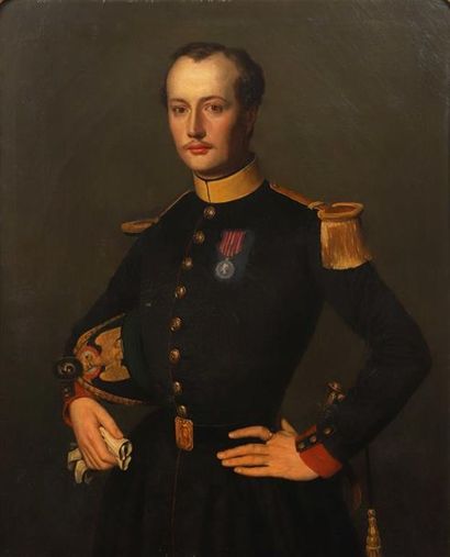  École FRANÇAISE du XIXe siècle. Portrait de Jean-Louis Emile FRESNEY en uniforme...