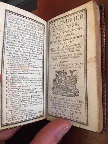 null [Almanach]. Calendrier de la cour, tiré des éphémérides, pour l'année mil sept...