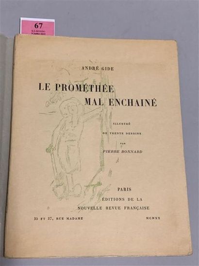 null * BONNARD. GIDE (André). Le Prométhée mal enchaîné. Paris, NRF, 1920. Grand...