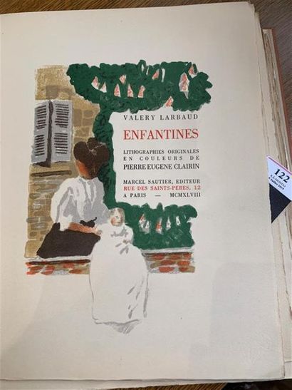 null CLAIRIN. LARBAUD (Valéry). Enfantines. Paris, Sautier, 1948. In-4 en feuilles...