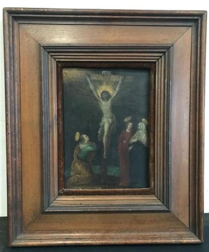 null Ecole ITALIENNE de la fin du XVIIe siècle.
Crucifixion.
Huile sur cuivre.
D....