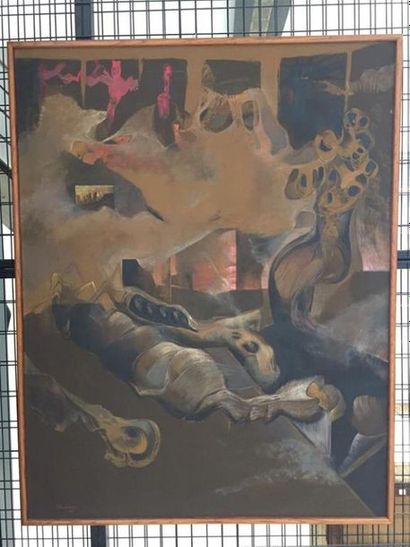 null Dans le goût de Gerardo CHAVEZ LOPEZ (né en 1937).
Sans titre.
Huile sur toile,...