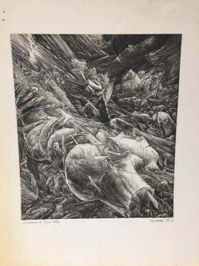 null Yves DOARE (né en 1956).
L'esprit de la terre. 
Gravure sur BFK RIVES en noir...