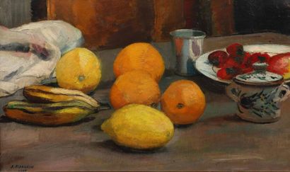 Jules FLANDRIN (1871-1947). Jules FLANDRIN (1871-1947).
Nature morte aux citrons...