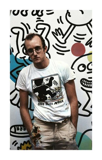 Keith Haring 
print on silver photographic paper, format 35 x 20.5 cm signed and... Gazette Drouot