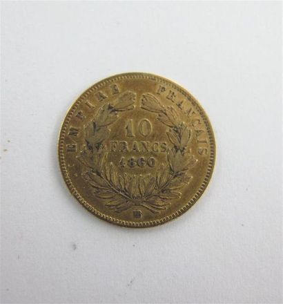 null 1 pièce de 10 Francs en or 1860 (frottée et usée). Poids : 3.2 g.