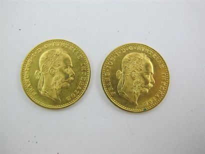 null 2 pièces de 1 Ducat Autriche en or, 1915. Poids : 6.8 g.