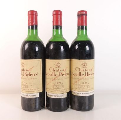 null 3 bouteilles CH. LEOVILLE POYFERRE, 2é gcc, St. Julien, 1971 (Etiquettes abîmées,...