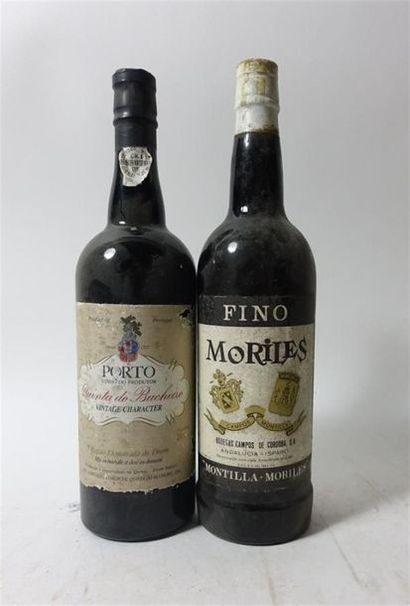 null Lot de 2 bouteilles :
- 1 PORTO QUINTA DO BUCHEIRO 
- 1 FINO MORILES, NM (Etiquettes...