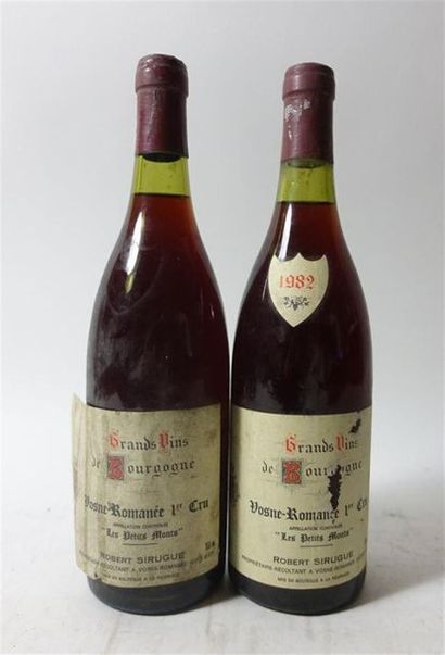 null 2 bouteilles VOSNE ROMANEE, 1er cru "Les Petits Monts", R. SIRUGUE, 1982	(Etiquettes...