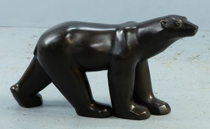  Een beeld van een ijsbeer, naar François Pompon Brons, zwart gepatineerd. A h. 47... Gazette Drouot