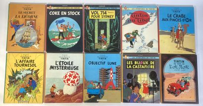  HERGÉ - LES AVENTURES DE TINTIN
Lot de 21 albums des Aventures de Tintin : 
- Le... Gazette Drouot