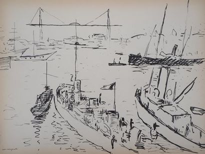 Albert Marquet Albert MARQUET
Vue sur le port, 1945

Lithographie d'après un dessin... Gazette Drouot