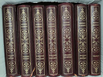  GUSTAVE FLAUBERT : sept volumes reliés sous emboitage. Gazette Drouot