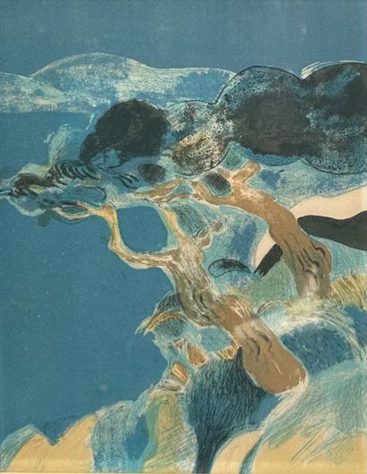  Roger MUHL (1929-2008). Les iles de Lérins. Lithographie en couleurs non signée.... Gazette Drouot
