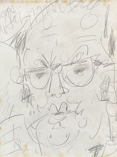  GEN PAUL (1895-1975). Portrait de Raymond Devos. Crayon sur papier, titré et daté... Gazette Drouot