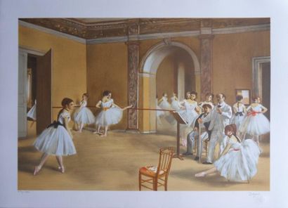 Edgar Degas Edgar DEGAS (d'après)

Le cours de danse

Lithographie sur papier Vélin,... Gazette Drouot