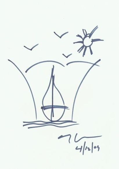 JEFF KOONS Jeff KOONS (1955) 

Boat 

Dessin au feutre monogrammé et daté. 

30 x... Gazette Drouot