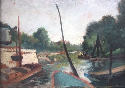 Maximilien Luce Maximilien LUCE (1858-1941). Les bords de Seine. Panneau, signé en... Gazette Drouot