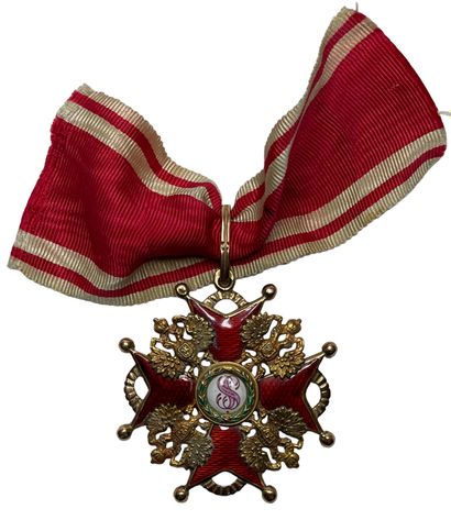 null CROSS of the ORDER of Saint STANISLAS, 2nd class
With a fragment of ribbon
Gold,...